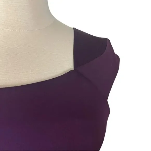 Calvin Klein Sheath Dress Cap Sleeve Square Neck Scuba Plum Women’s Size 14 - Picture 9 of 12